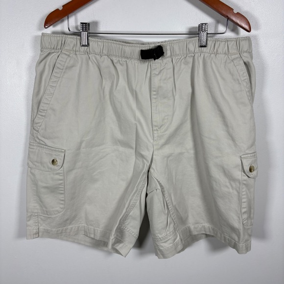 Columbia Other - Columbia Mens Cargo‎ Shorts Tan Khaki Elastic Waist Belted Outdoor Hiking Size L